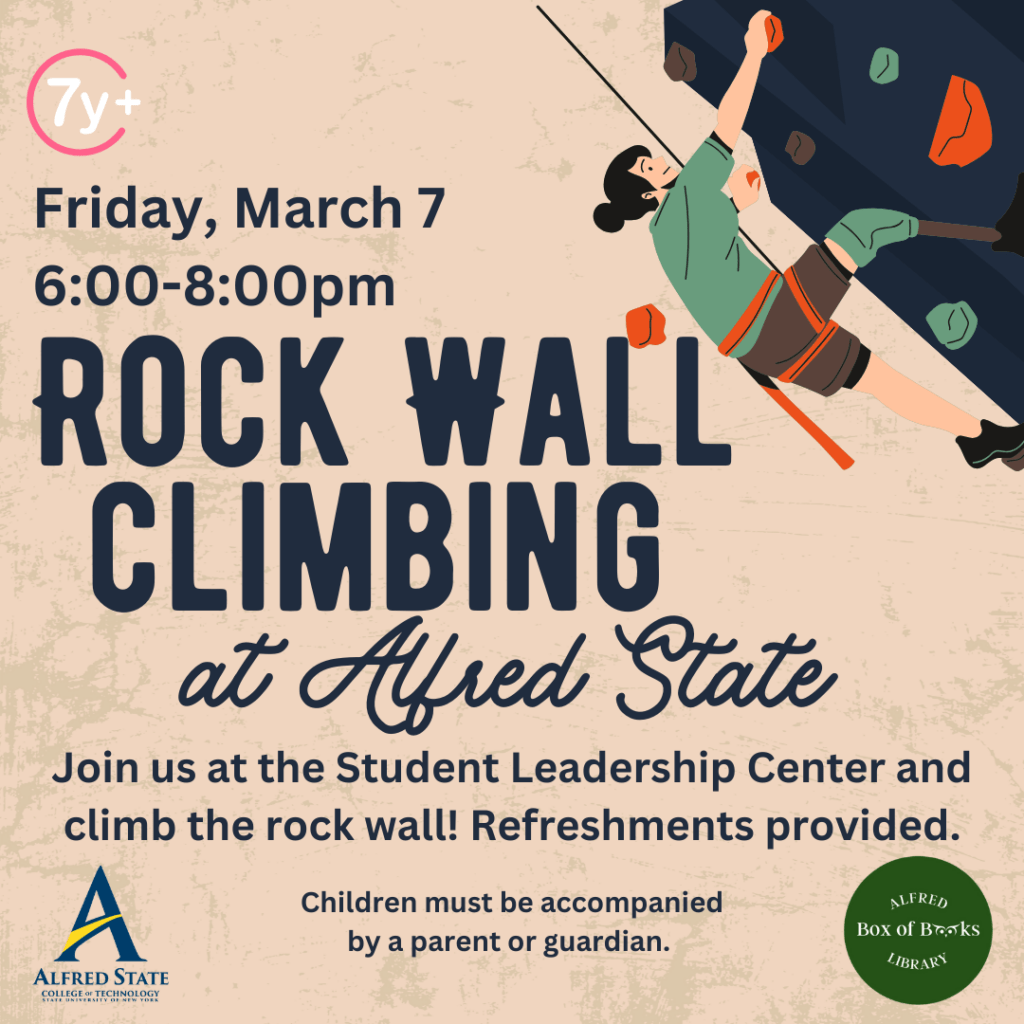 Flyer for rock wall climbing event. 