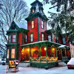 Christmas House in Alfred, NY decorated for the season. 